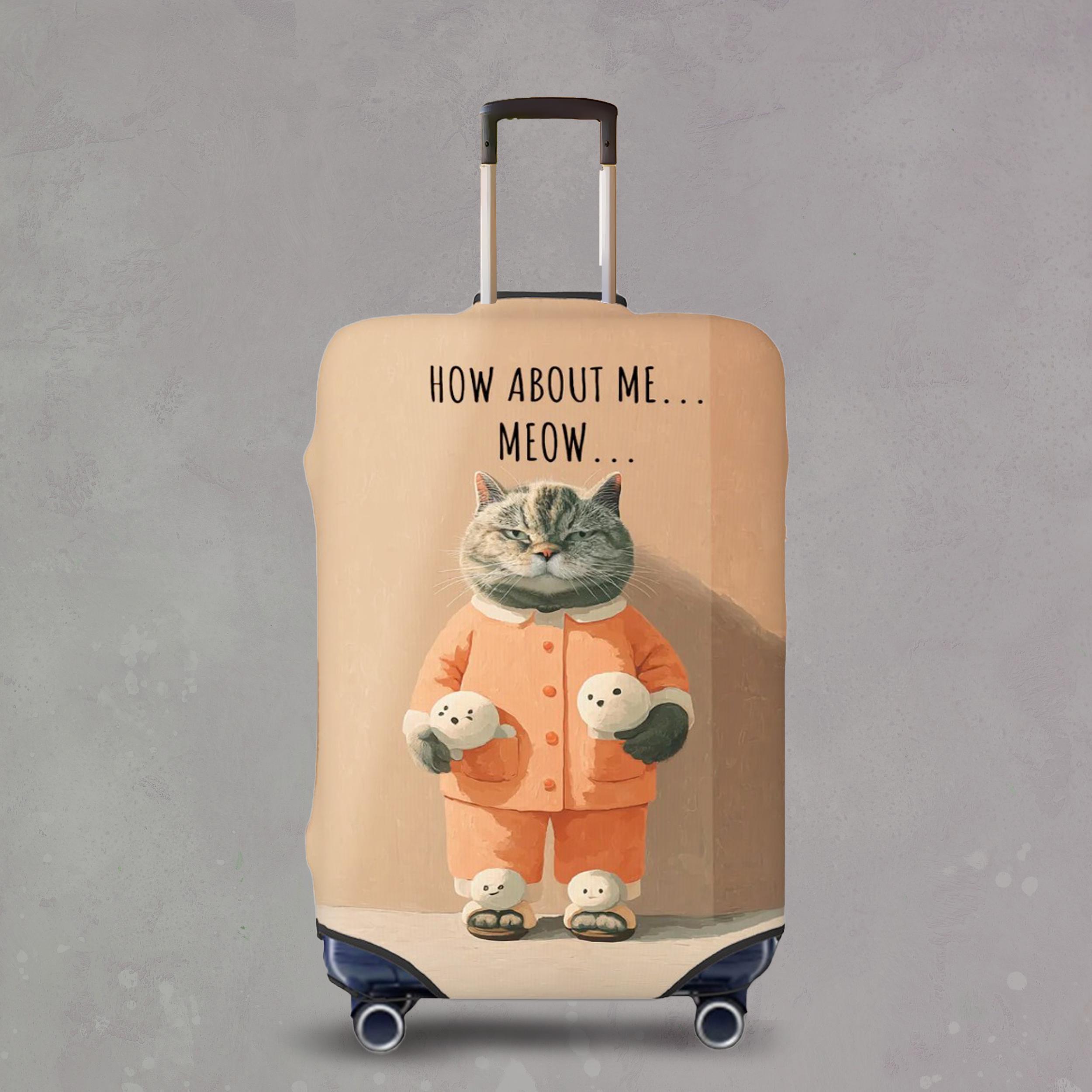 Custom Pet Portrait Luggage Cover: Funny Cat Or Dog Travel Protector