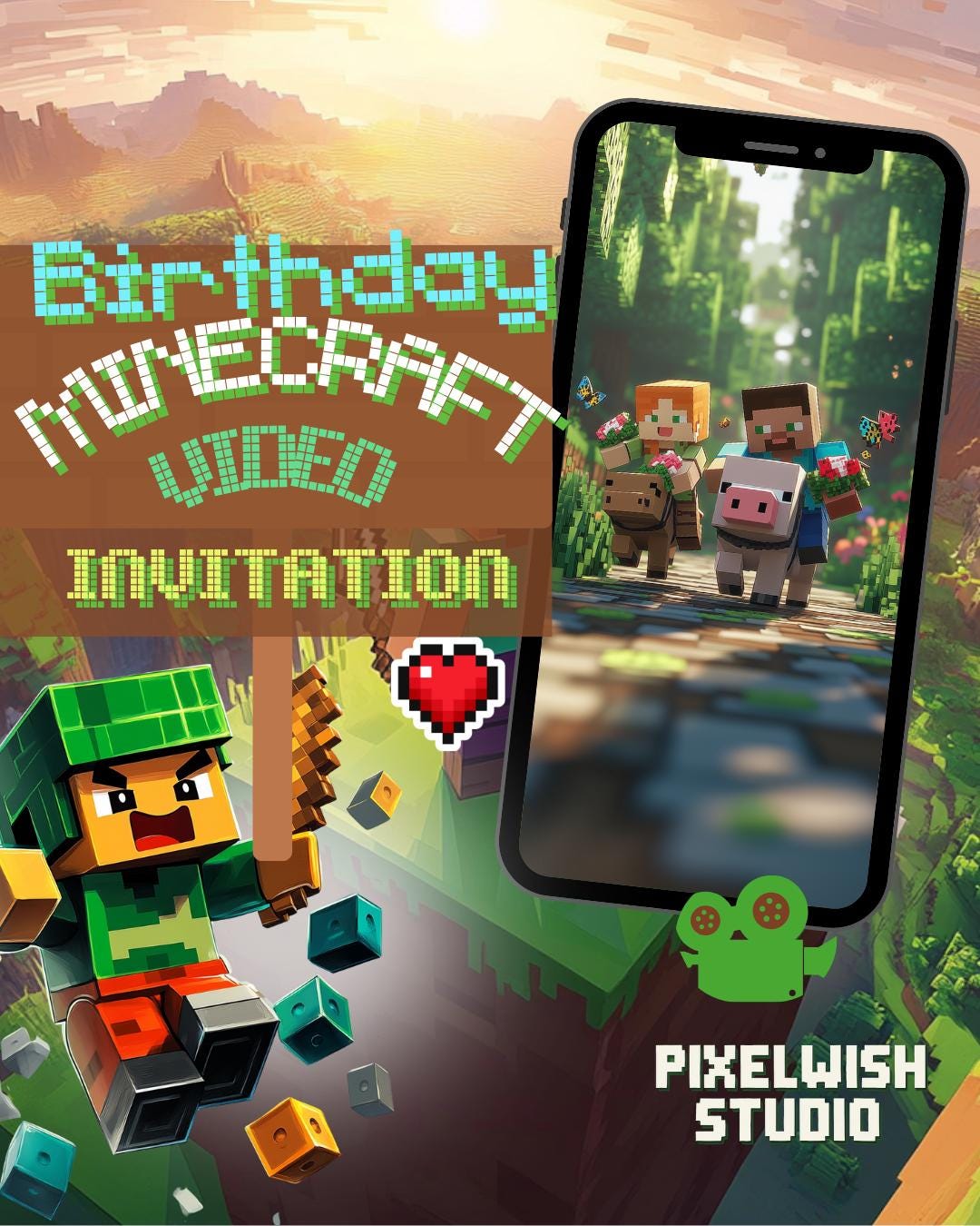 Minecraft Inspired Video Invitations Minecraft Inspired Video Invitations