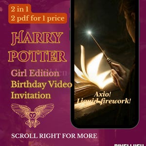 Faire-part d'anniversaire vidéo style Harry Potter Elixir pour fille - Édition sortilège