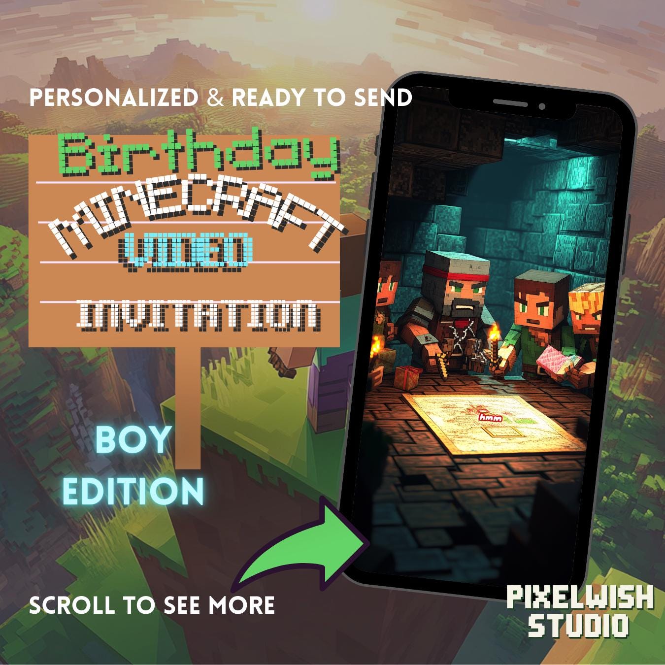 Minecraft Video Birthday Invitation – Boy Edition