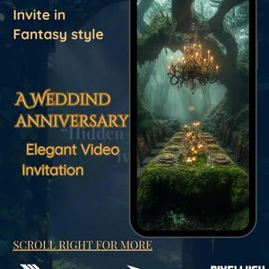 Zaproszenie na kolację z okazji rocznicy ślubu - Eleganckie zaproszenie wideo w stylu fantasy - Stylowy motyw - Eleganckie zaproszenie wideo na rocznicę ślubu