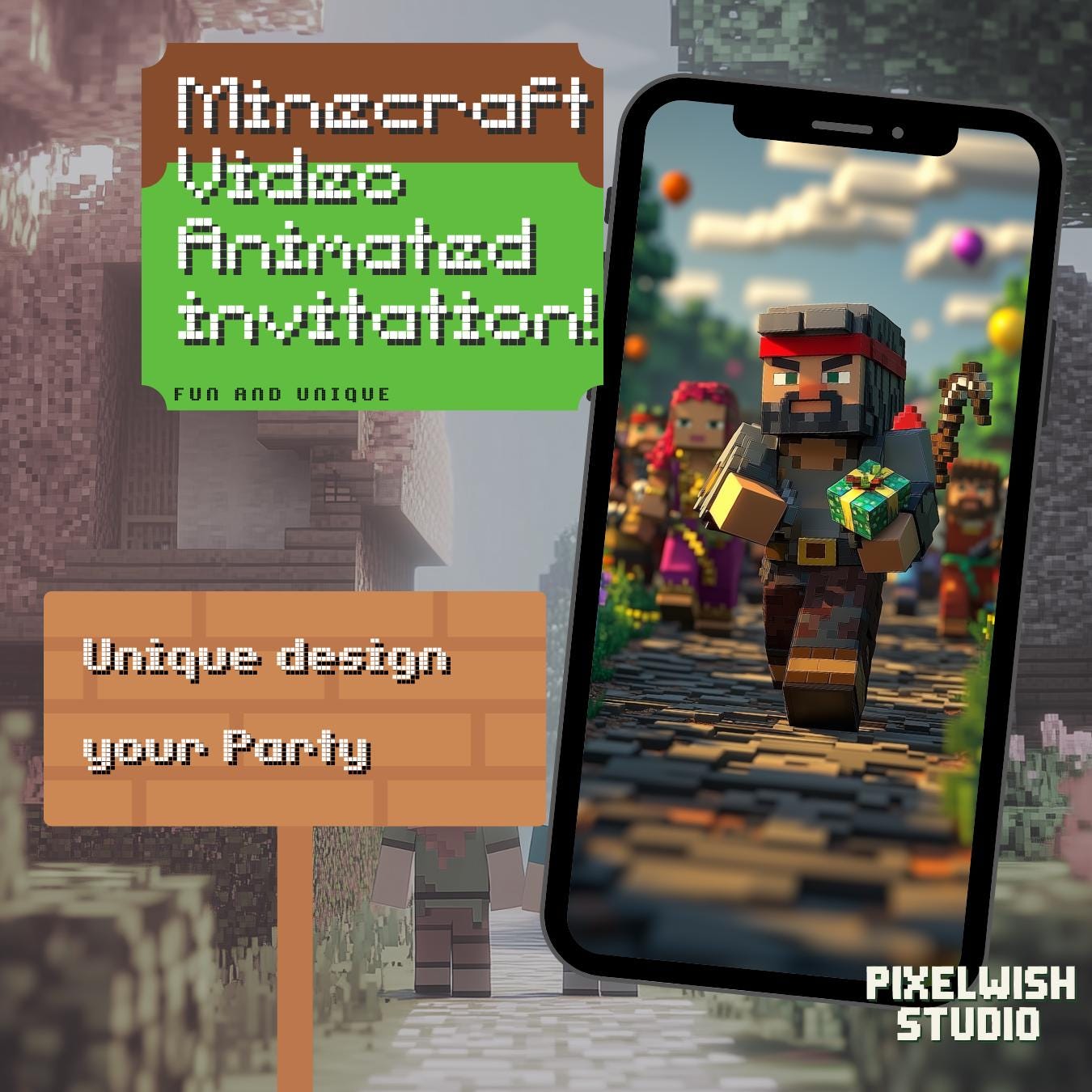 Minecraft Video Birthday Invitation – Boy Edition