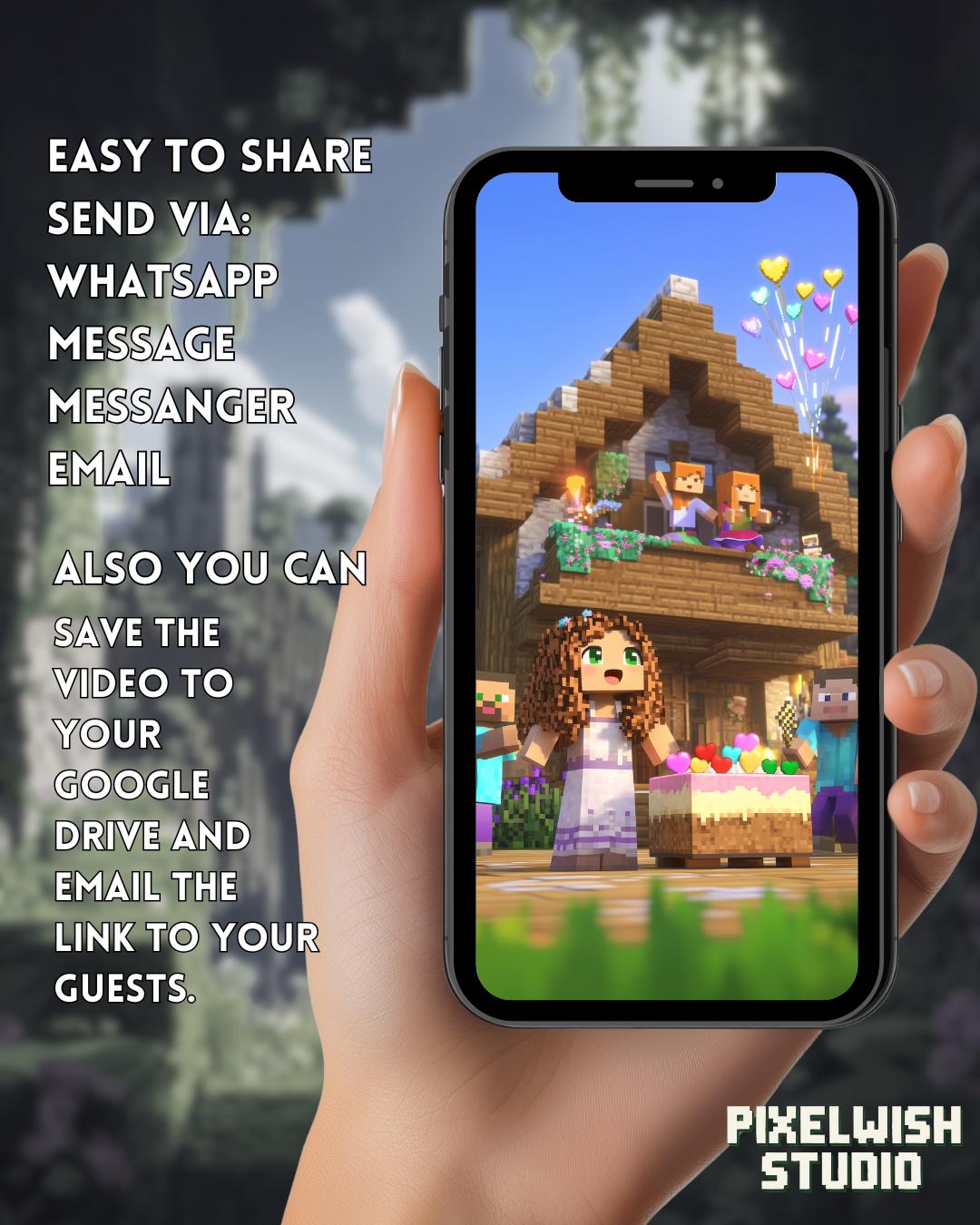 Girls Minecraft Birthday Invitation – Editable Video