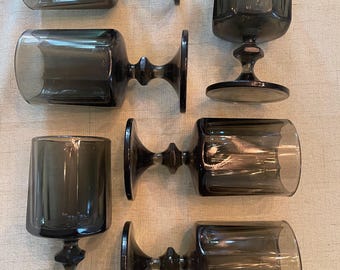 Lot of 1970's Indiana Colony Nouveau Footed Glasses Stemware Set of 6
