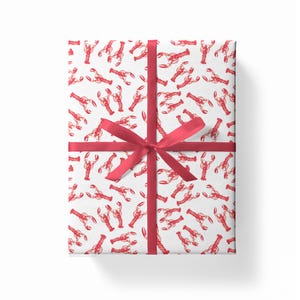 Cute Preppy Nautical Lobsters Watercolor Wrapping Paper Coastal Summer Birthday, Wedding, Baby Gift Wrap Wrapping Paper by Michelle Mospens