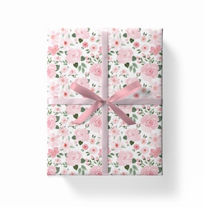 Pink Wrapping Paper | Gift Wrap | Baby Wrapping Paper | Watercolor Pink Roses Gift Wrapping Paper by Michelle Mospens | Birthday Gift Wrap