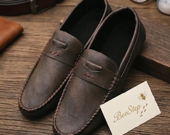 Mocassini casual da uomo con suola morbida, scarpe da guida traspiranti, calzature estive