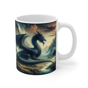 Fantasy Dragon Ceramic Mug | Enchanting Coffee Cup for Mythical Creatures Lovers, Gift for Fantasy Fans, Unique Dragon Decor, Perfect for