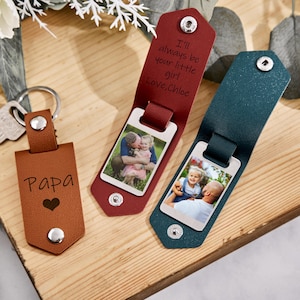 Personalized Leather Photo Keychain, Drive Safe keychain, Boyfriend Gift, Memorial keychain with photo, Anniversary gifts, Gift for husband