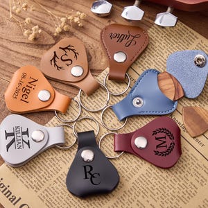 Personalized Leather Guitar Pick Holder, Guitar Gift, Customized Guitar Player Gift, Dad gifts, Gift for him, Musician Gift, Christmas Gifts