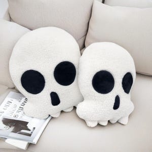 Faux Fur Halloween Skull Pillow: Creepy Cozy Gothic Home Decor