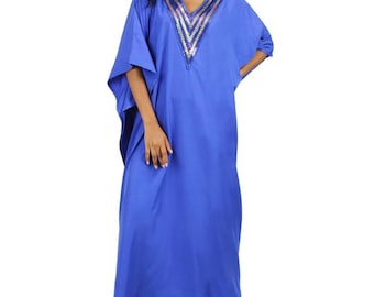 Women's Cobalt Blue Casual Caftan/ Loungewear/ Nightgown/ Lounger/ Night Dress