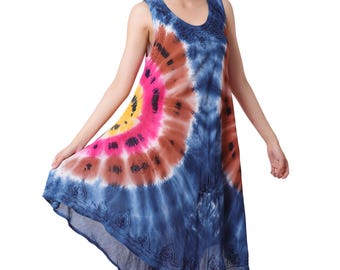 Batiken-Regenschirm-Kleid : Ärmelloses, lässiges Sommerkleid