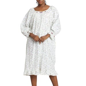 Women&#39;s Detailed Floral Cotton Nightdress/ Nightgown/ Sleepdress/ Sleepwear/ Women&#39;s Clothing