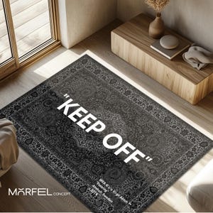 Keep Off Rug, Off White Rug, Keepoff Pattern, Popular Rug, Home Decor Rug, Area Rug, Modern Rug, Brand Rug, Custom Rug,Themed Rug, Floor Rug
