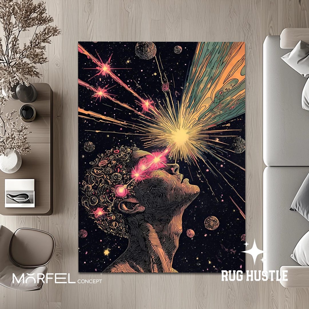 Psychedelic Space Rug – Cosmic Explosion Art Carpet, Abstract Mind ...
