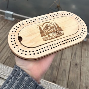 Mini tablero de cribbage, Trucha, Pesca, Pescador, Pescador con mosca, Cribbage, Juego de cartas, Acampada, Cabaña, Vida en el lago