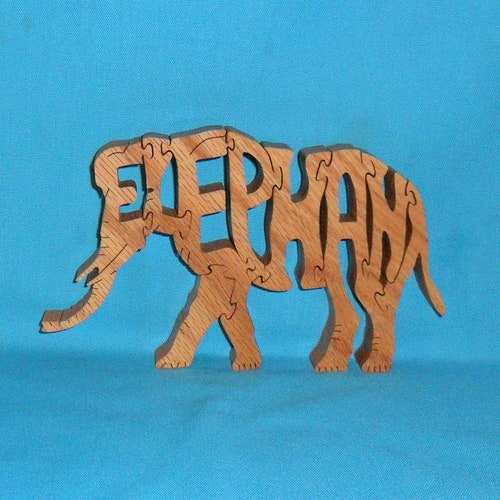 Elephant Handmade Scroll Saw Wooden Puzzle Etsy