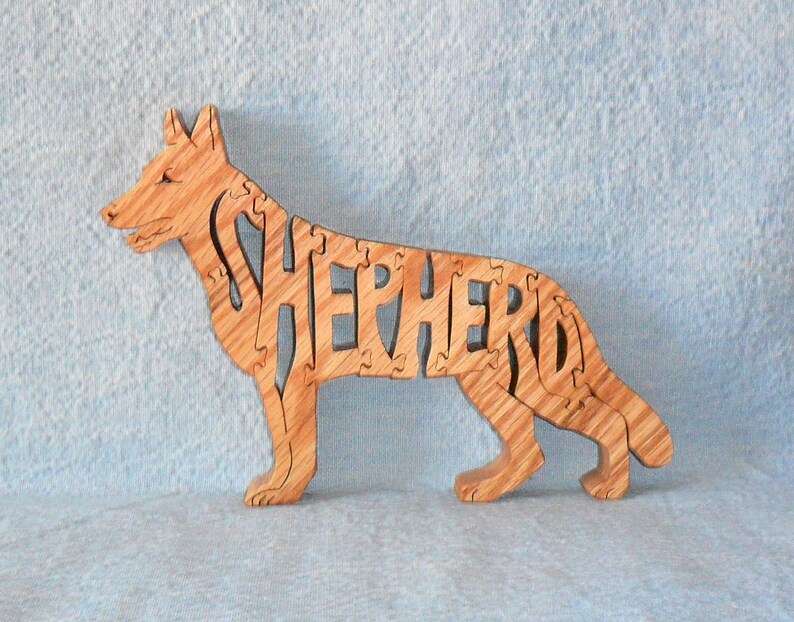 German Shepherd Dog Handmade Scroll Saw Wooden Puzzle Etsy