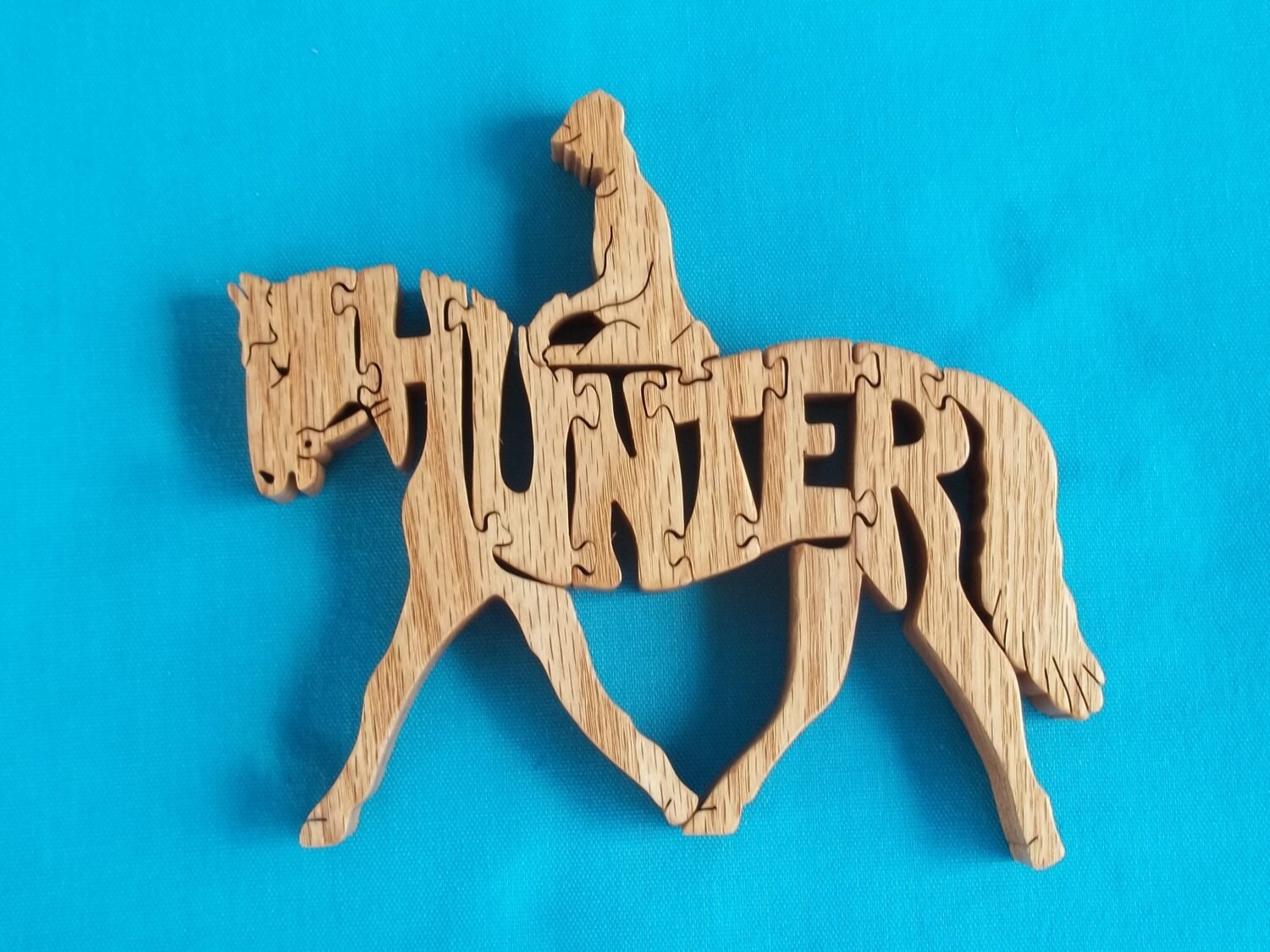 English Hunter Scroll Saw Wooden Horse Puzzle Etsy