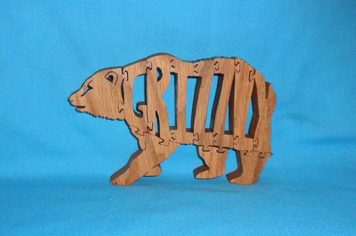 Grizzly Bear Wooden Scroll Saw Puzzle Etsy