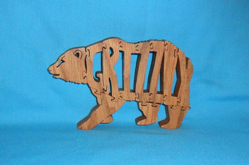 Grizzly Bear Wooden Scroll Saw Puzzle Etsy