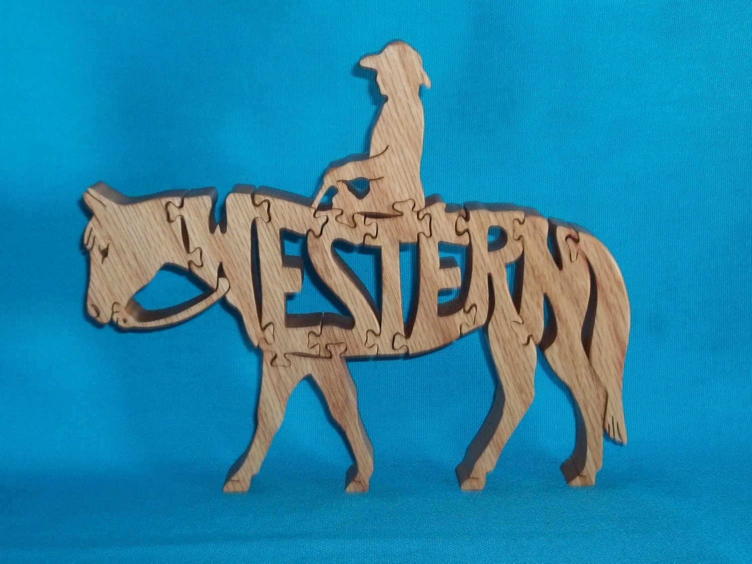 Western Horse Handmade Scroll Saw Wooden Puzzle Etsy