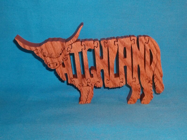 Highland Cow Scroll Saw Wooden Puzzle Etsy