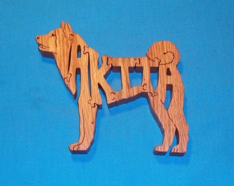 Akita Dog Breed Scroll Saw Wooden Puzzle