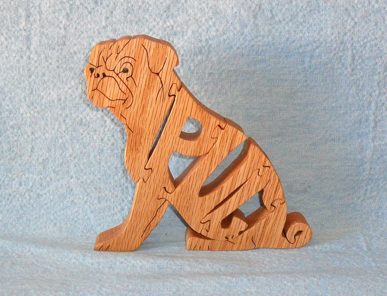 Pug Sitting Dog Breed Handmade Scroll Saw Wooden Puzzle Etsy
