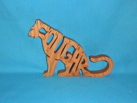 Gros Chat Cougar Scie A Chantourner Puzzle En Bois Etsy