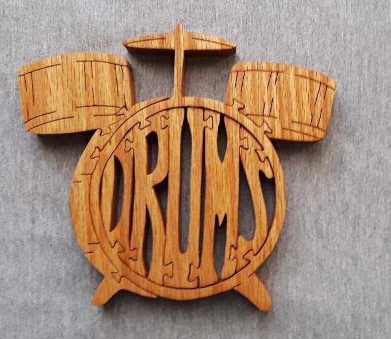 Drums Instrument Wooden Scroll Saw Puzzle Etsy