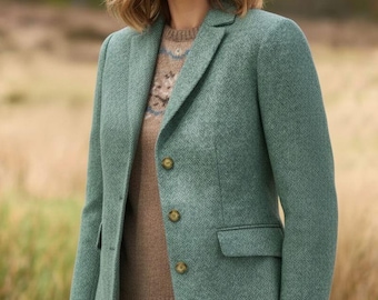 Ladies Tweed Hacking Jacket | Women’s Herringbone Riding Coat | Classic Outdoor Ladies Blazer