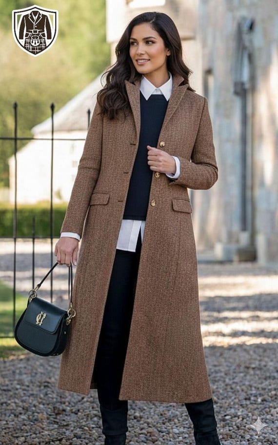 Ladies Single-Breasted Full-Length Coat | Elegant Winter Overcoat | Women's Long Coat