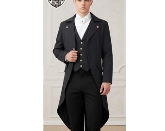 Men’s Gothic Steampunk Tailcoat | Victorian Long Coat for Men | Vintage Steampunk Jacket