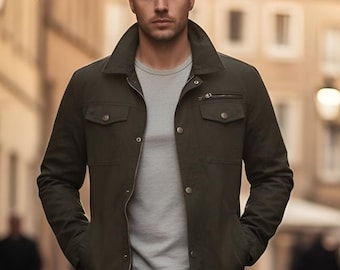 Militärjacke aus Baumwolle für Herren | Feldmantel im Vintage-Armeestil Lässige Herren Jacke