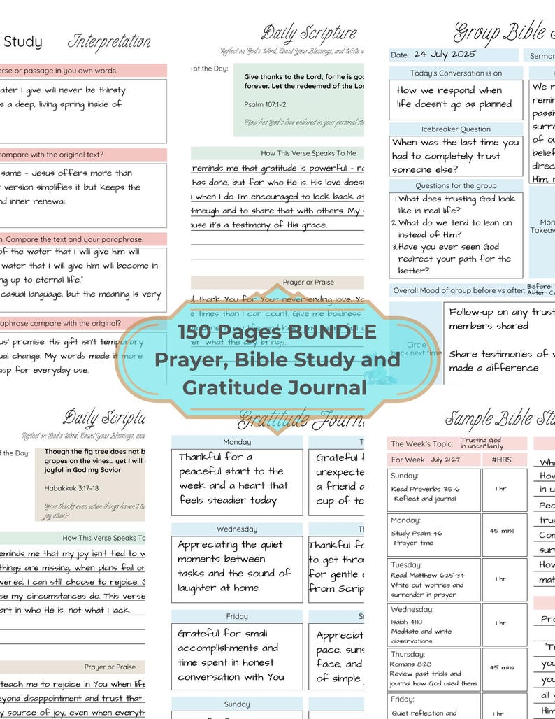 Christian Prayer Journal Bundle – Bible Study, Gratitude (PDF ...