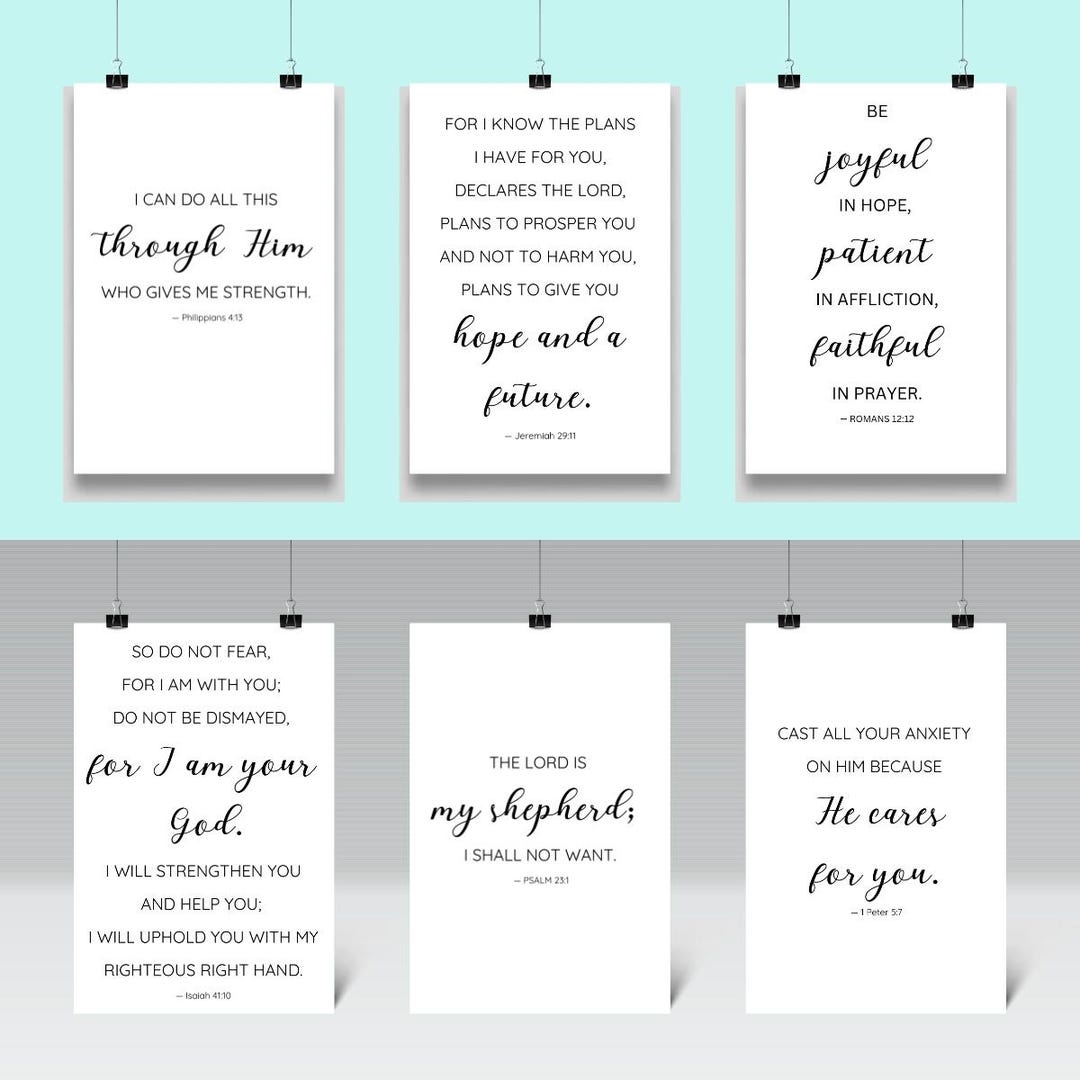 Bible Verse Wall Art Set | Christian Scripture Prints | Minimalist ...