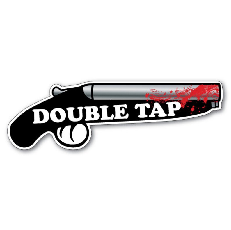 rule-number-2-double-tap-zombie-shotgun-vinyl-bumper-etsy