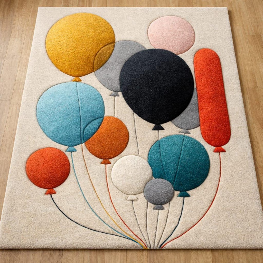 Hand-tufted Wool Balloon Rug, Colorful Abstract Design - Etsy