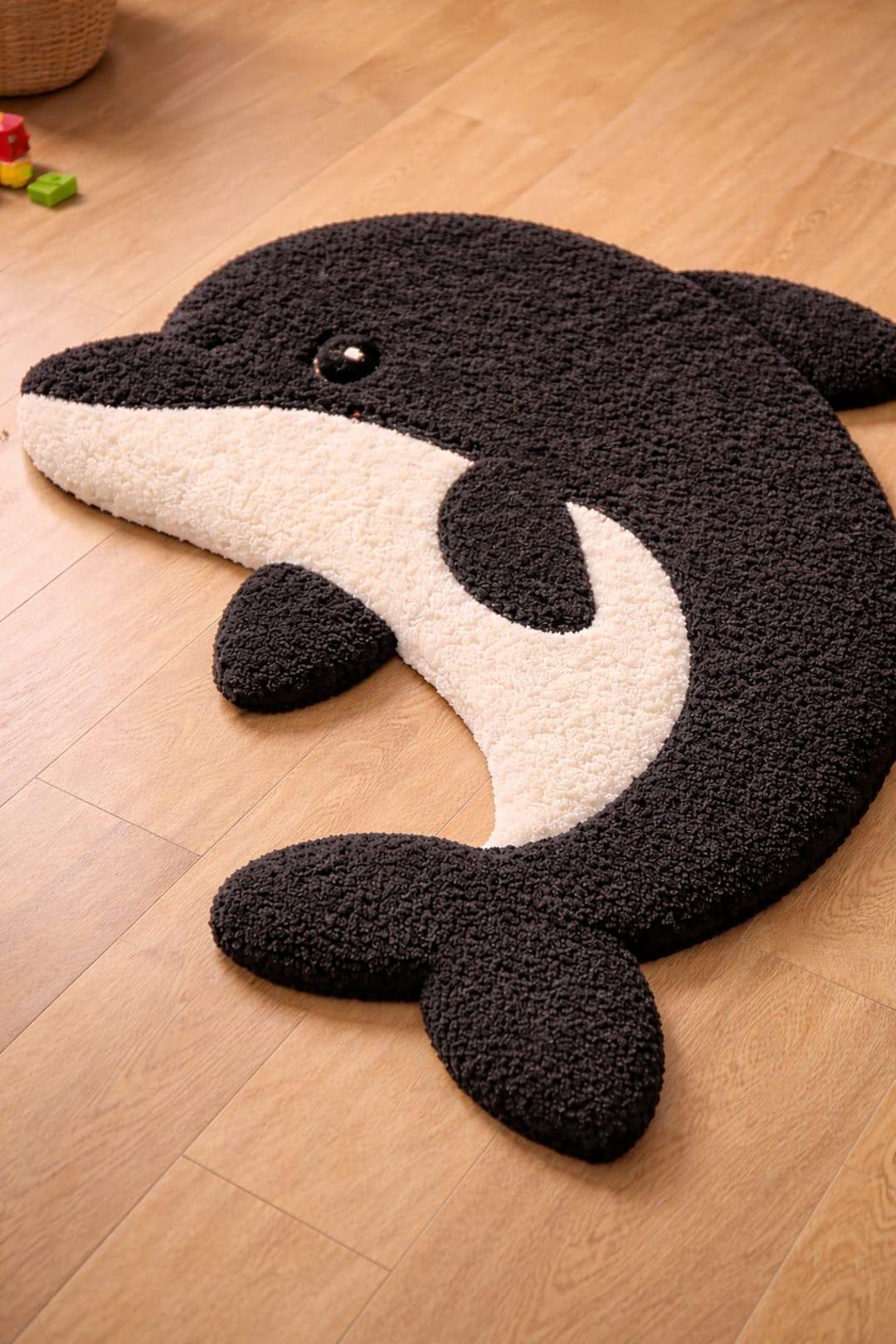 Dolphin Kids Rug, Black and Cream Plush Carpet, Nursery Decor - Etsy
