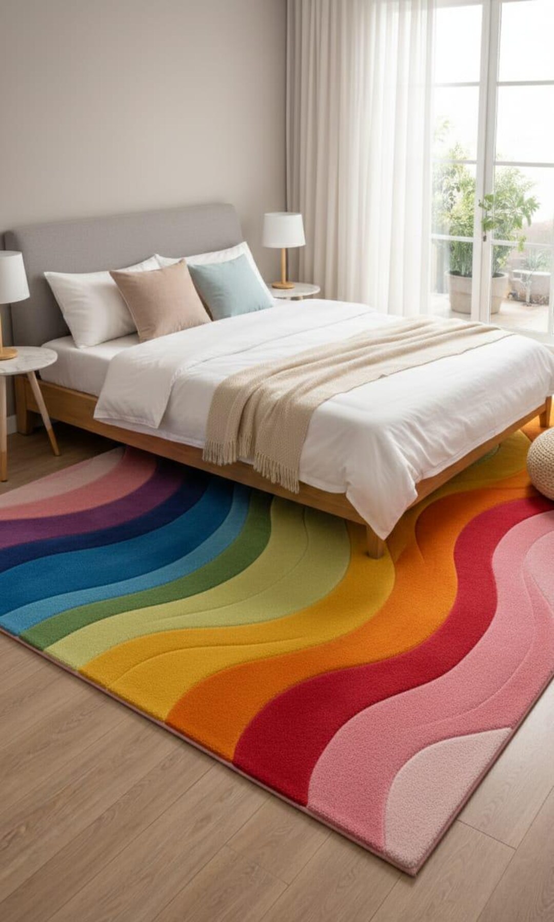 Colorful Wavy Rug, Modern Rainbow Pattern, Soft Tufted Area Rug - Etsy