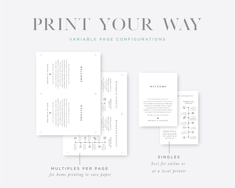 Minimalist Welcome Bag Letter Timeline Template, Simple Order of Events, Wedding Icons Included, Printable Instant Download, ITN-005 image 6