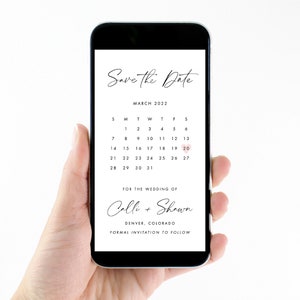 Calendar Digital Save the Date Template, Electronic Save the Dates, Text, Social Media, Email, Instagram, Instant Download, STD-P06 image 2
