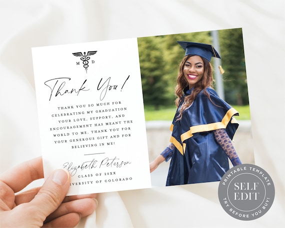 thank you grad card message Free custom printable graduation thank you card templates