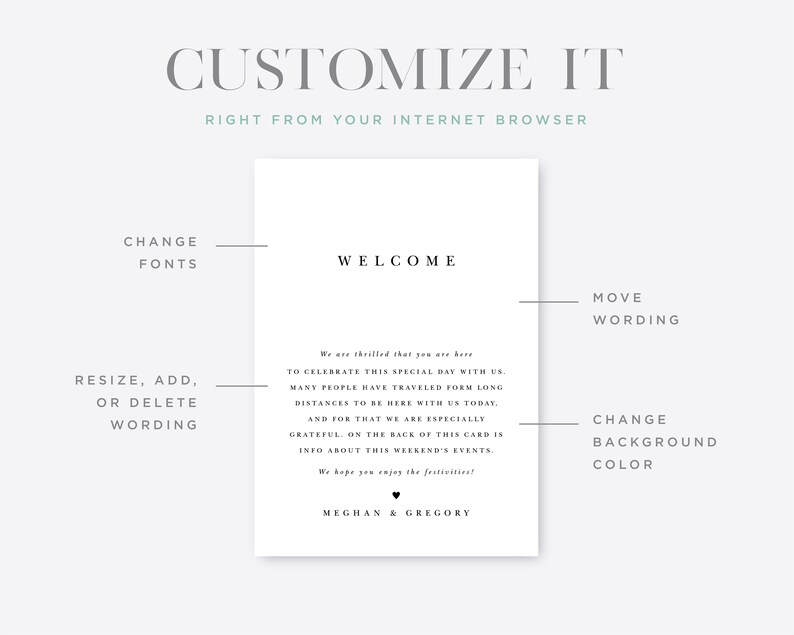 Minimalist Welcome Bag Letter Timeline Template, Simple Order of Events, Wedding Icons Included, Printable Instant Download, ITN-005 image 4