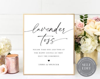 Lavender Toss Send Off Wedding Sign Template, Minimalist Wedding Printable Table Sign, 8x10 5x7 4x6, Corjl Editable Instant Download SGN-012