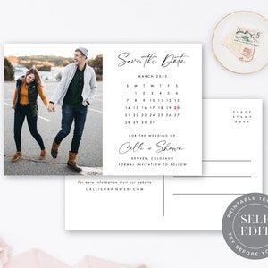 Kalender Save the Date Foto Postkartenvorlage, Postkarte Save the Date druckbare, Größe 4 x 6, bearbeitbare Vorlage, Sofortiger Download, STD-P06
