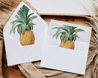 Pineapple Printable Envelope Liners, Wedding Invite, A1, A2, A6, A7 & More Sizes, Euro Flap, Square Flap, Instant Download, LIN-F03