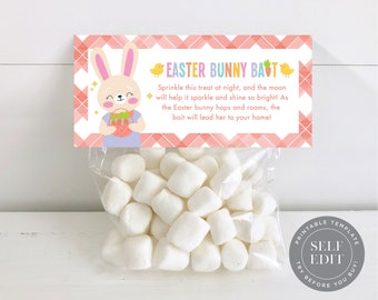 Easter Bunny Bait Bag Topper Template, Easter Bunny Bait Candy Gift Bag Topper Printable, Multiple Sizes, Corjl Editable Instant Download